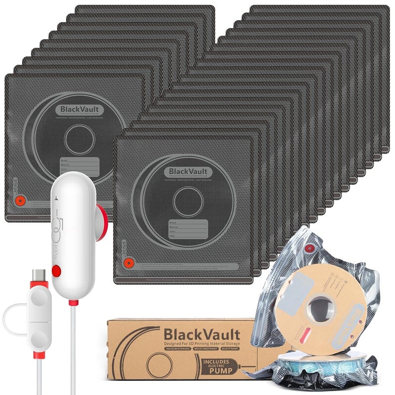 Vacbird 30pcs Filament Storage Bags Light-Proof Vacuum Storage Kit with USB Pump, 3D Printer Filament Vacuum Sealed Bags for Keeping Dry, Plus Size 32X34cm - Image 1